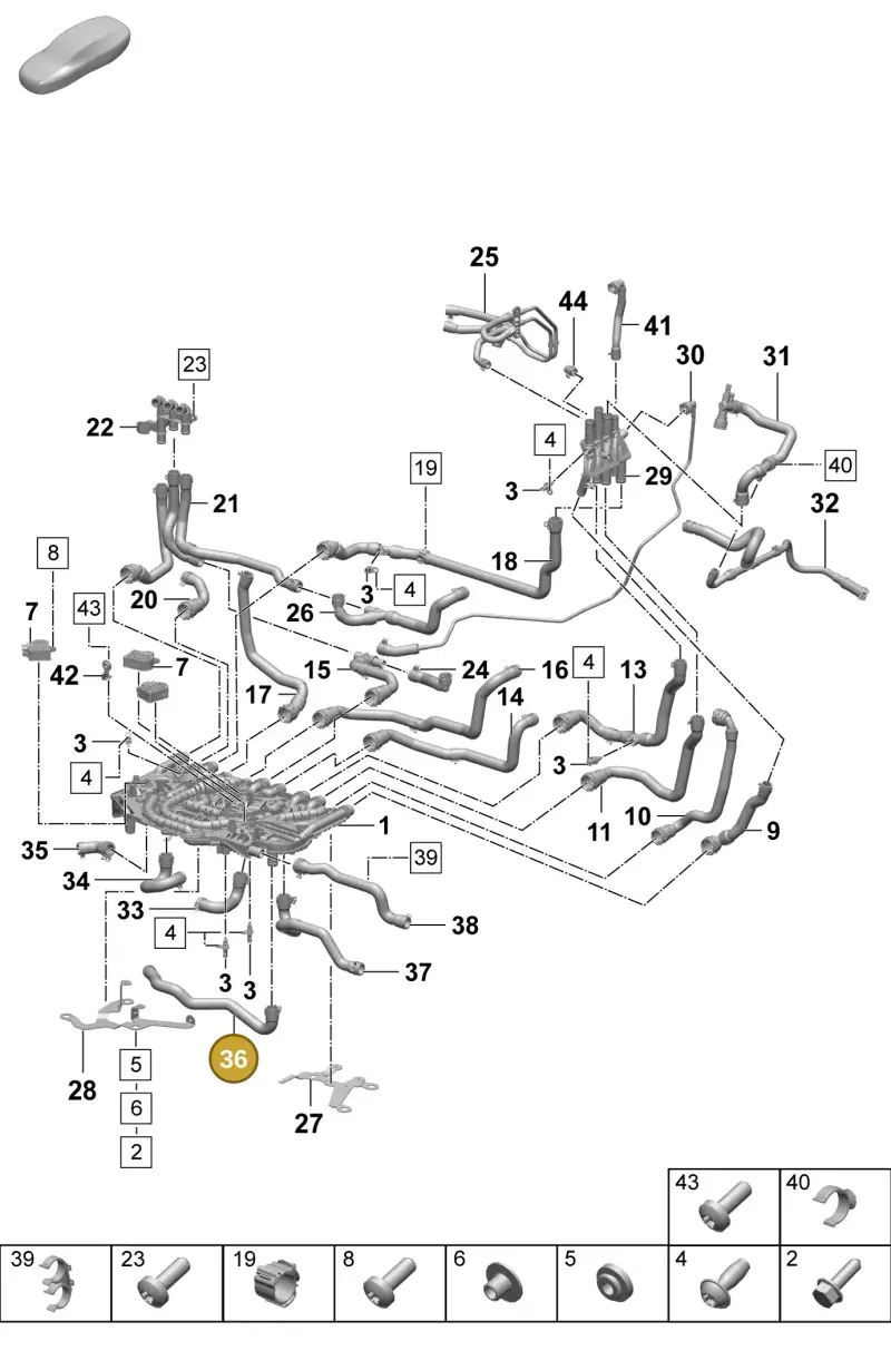 PAD121649 Porsche Coolant Hose
