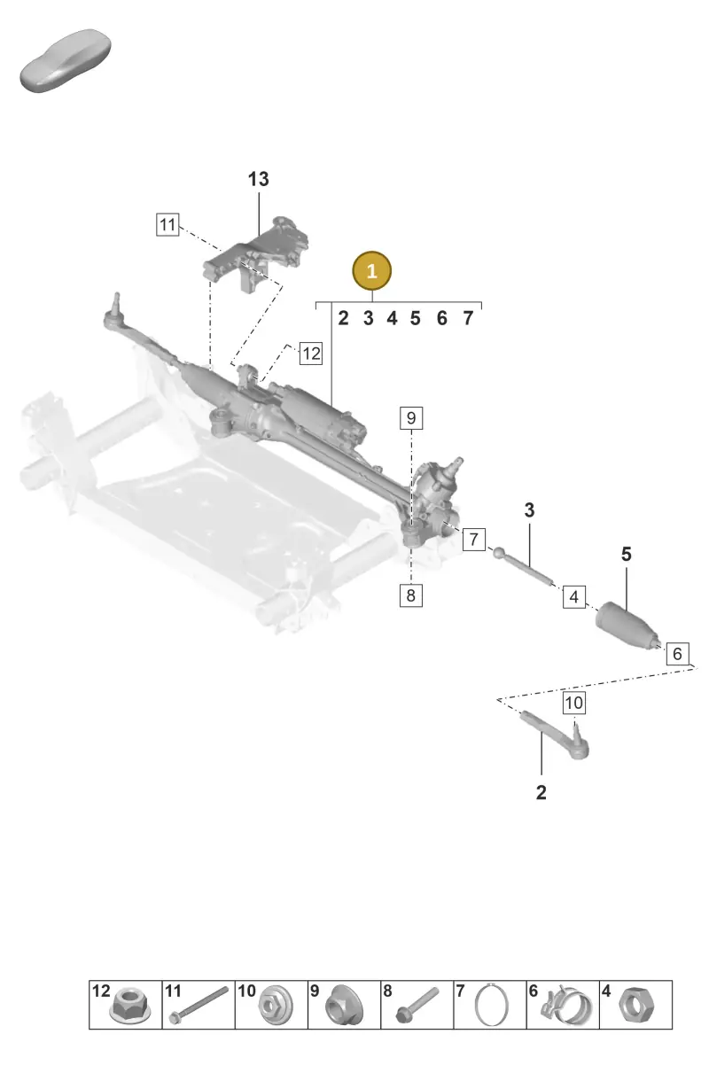 PAD423051D Porsche Steering Gear with Track Rods