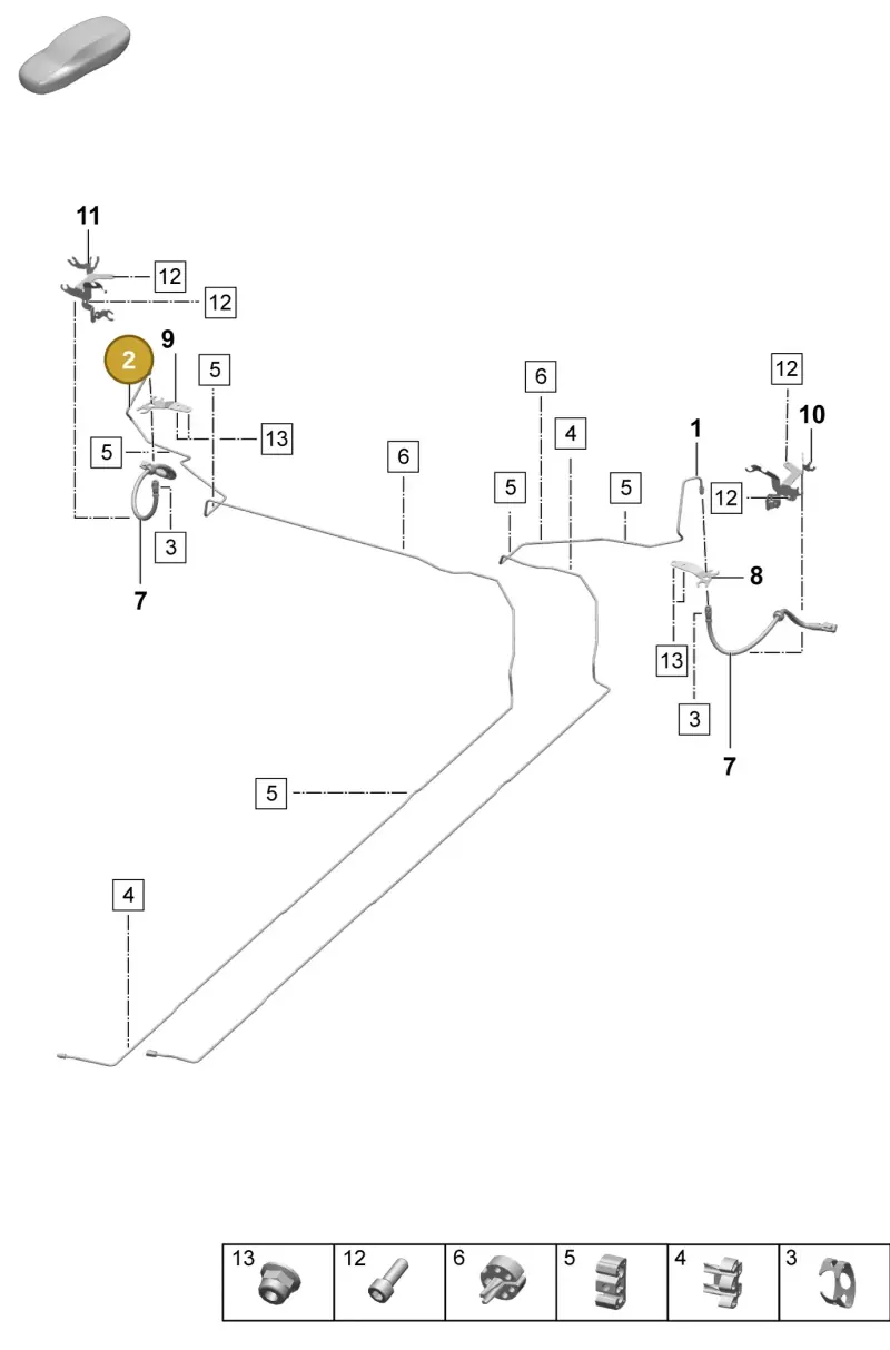 PAD614728 Porsche Brake Line