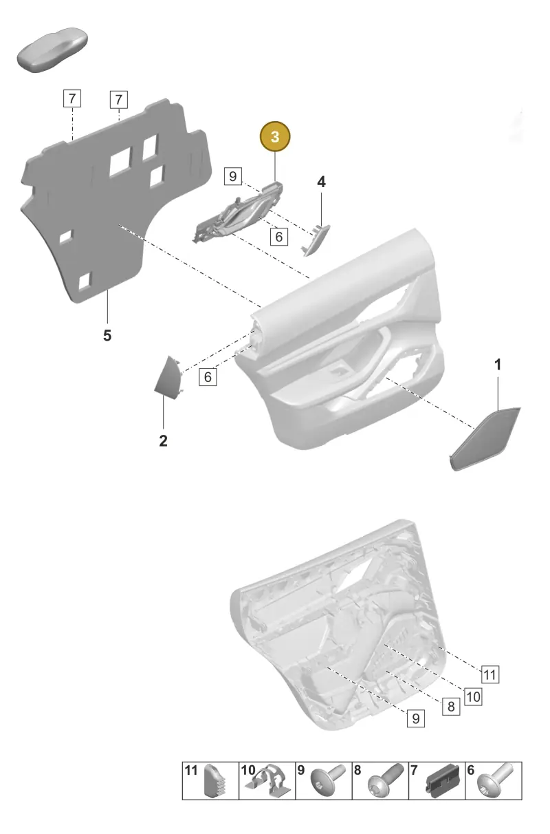 PAD837114AOS8 Porsche Inner Actuator (Dark Silver OS8)