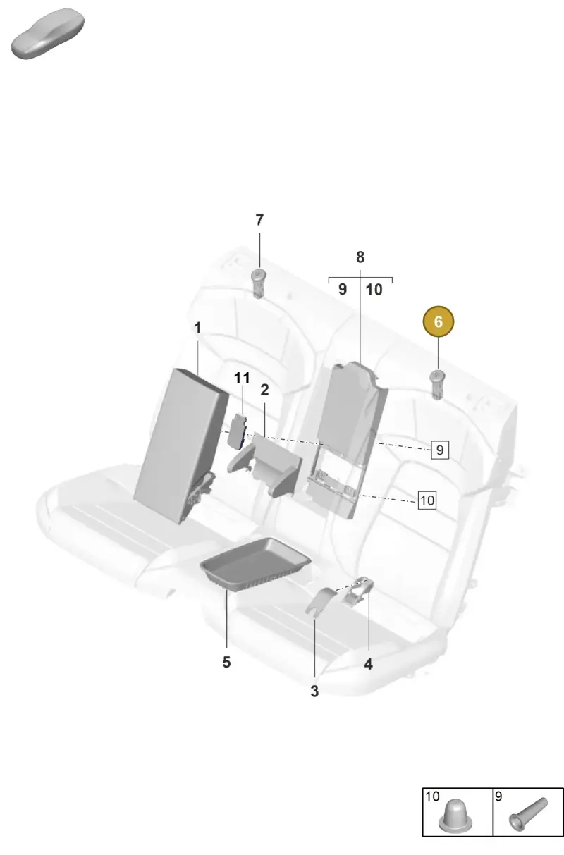 PAD886920AOS1 Porsche Guide for Head Restraint Adjustable (Truffle Brown AOS1)