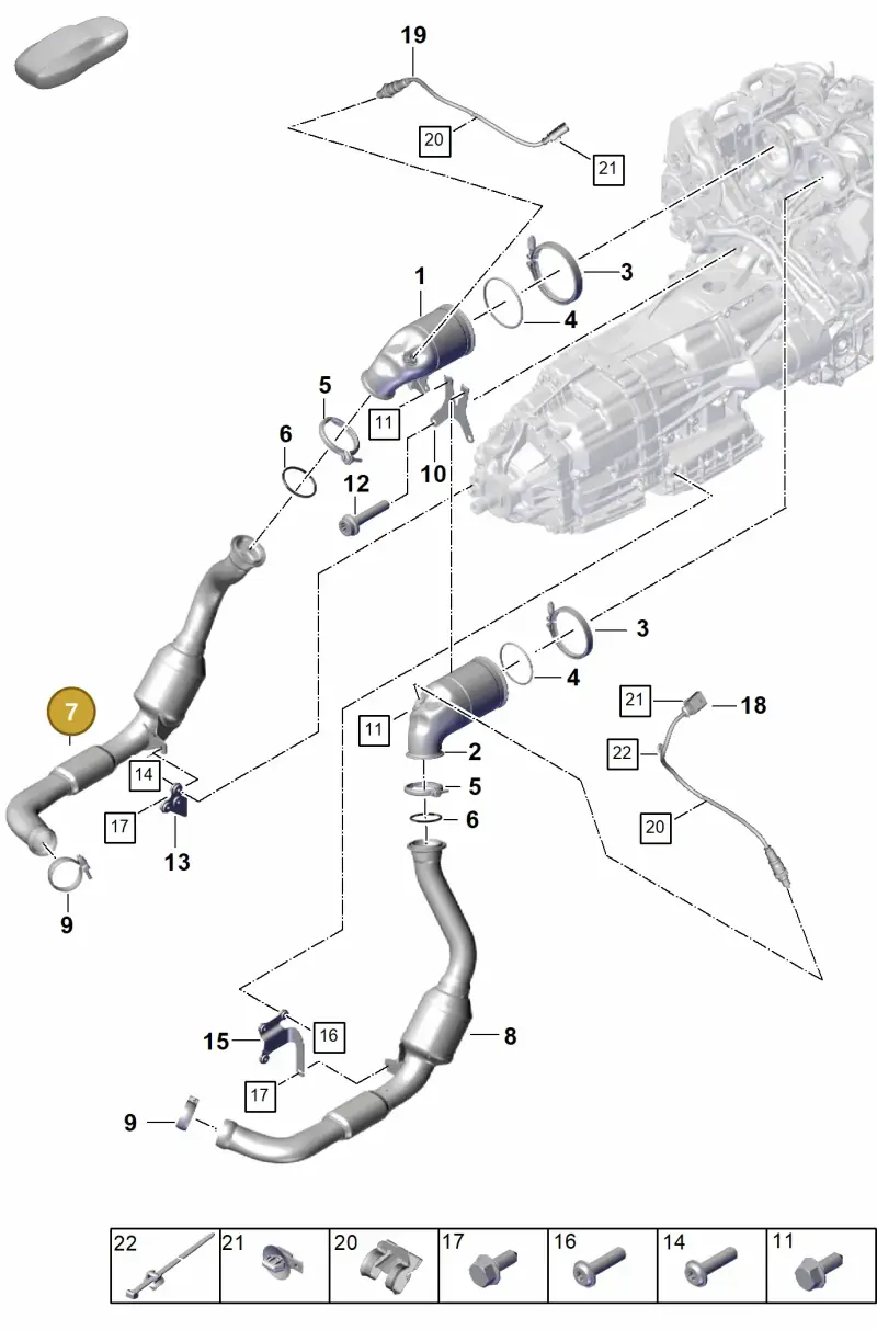 PAE254401X Porsche Exhaust Pipe with Catalyst