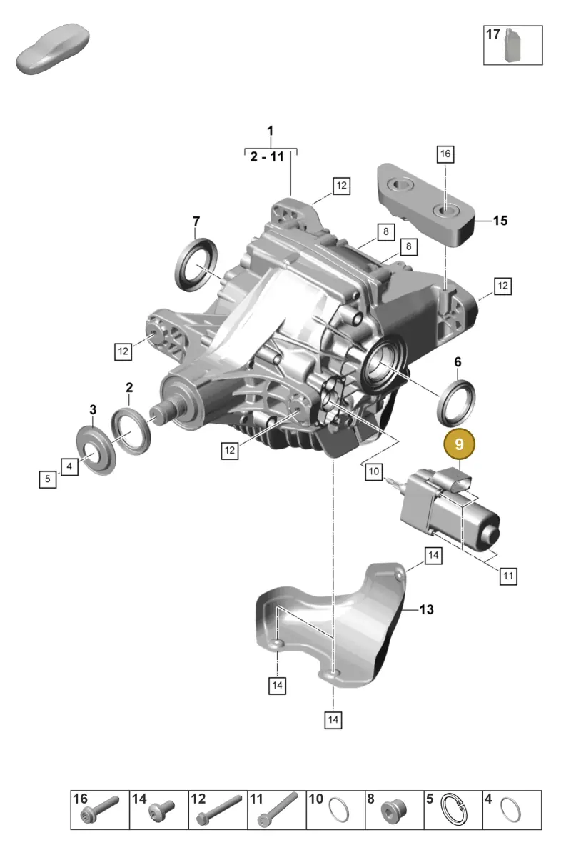 PAE341601 Porsche Servomotor for Controlled Axle Differential
