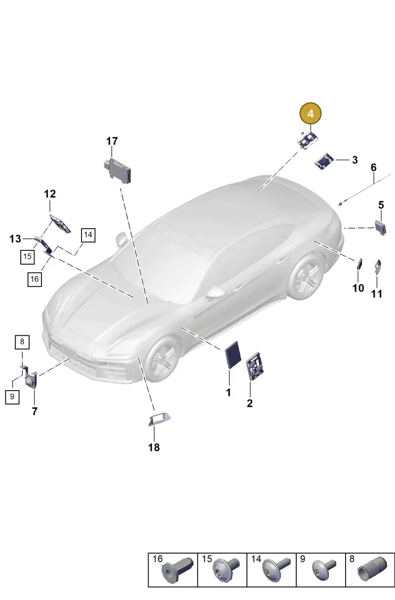 PAE907461 Porsche Retainer for Control Units