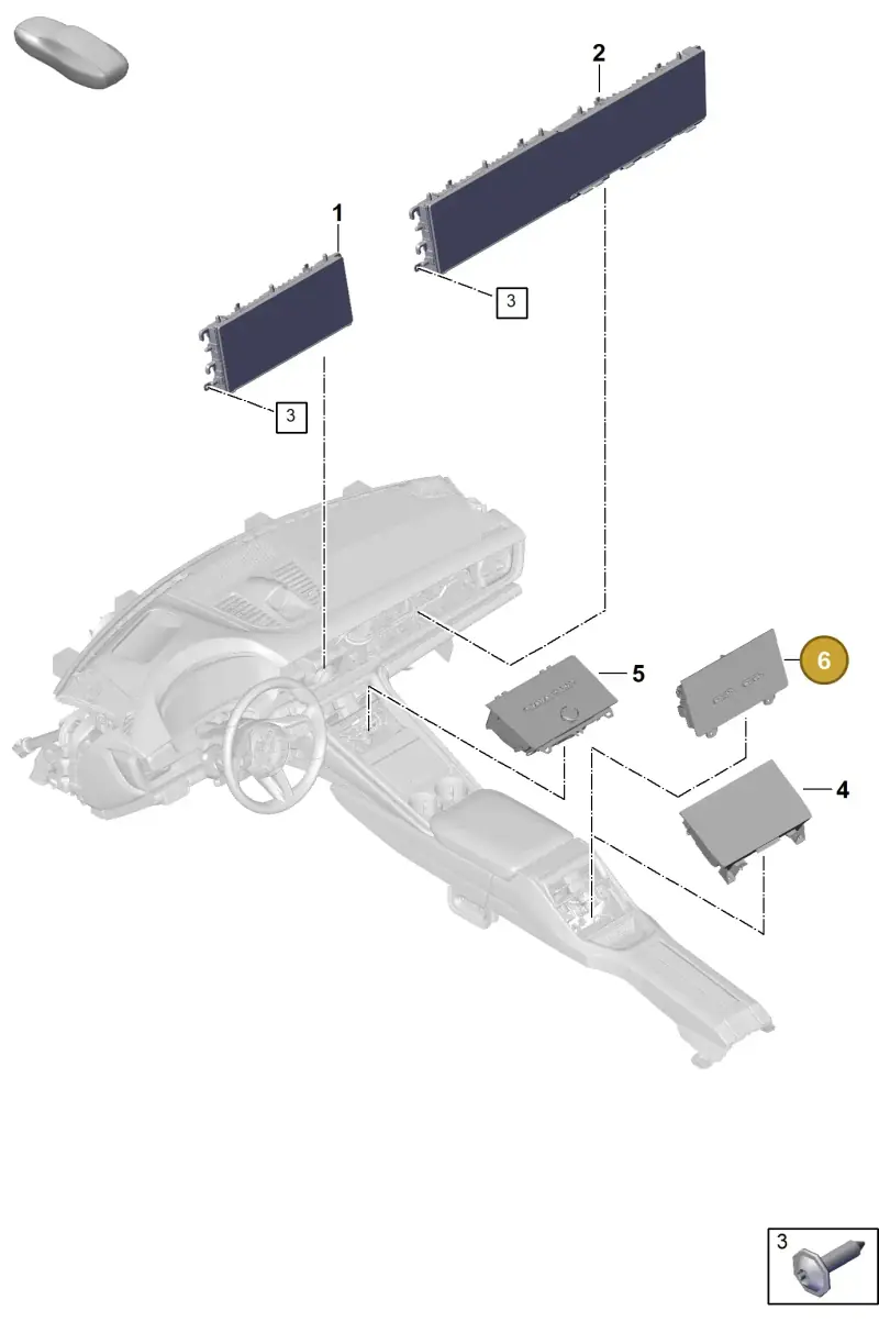PAE919611BI44 Porsche Control Panel (Rhodium Grey I44)