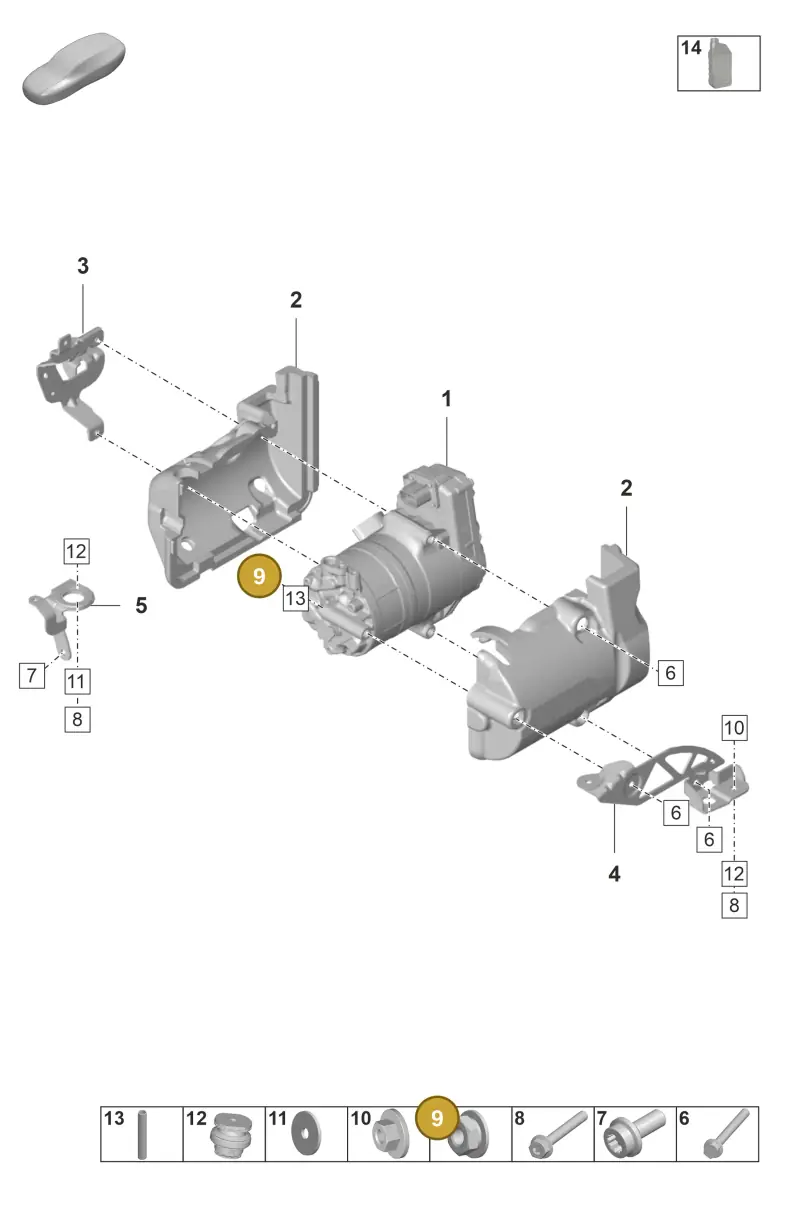 PAF004591 Porsche Hexagon Nut with Washer