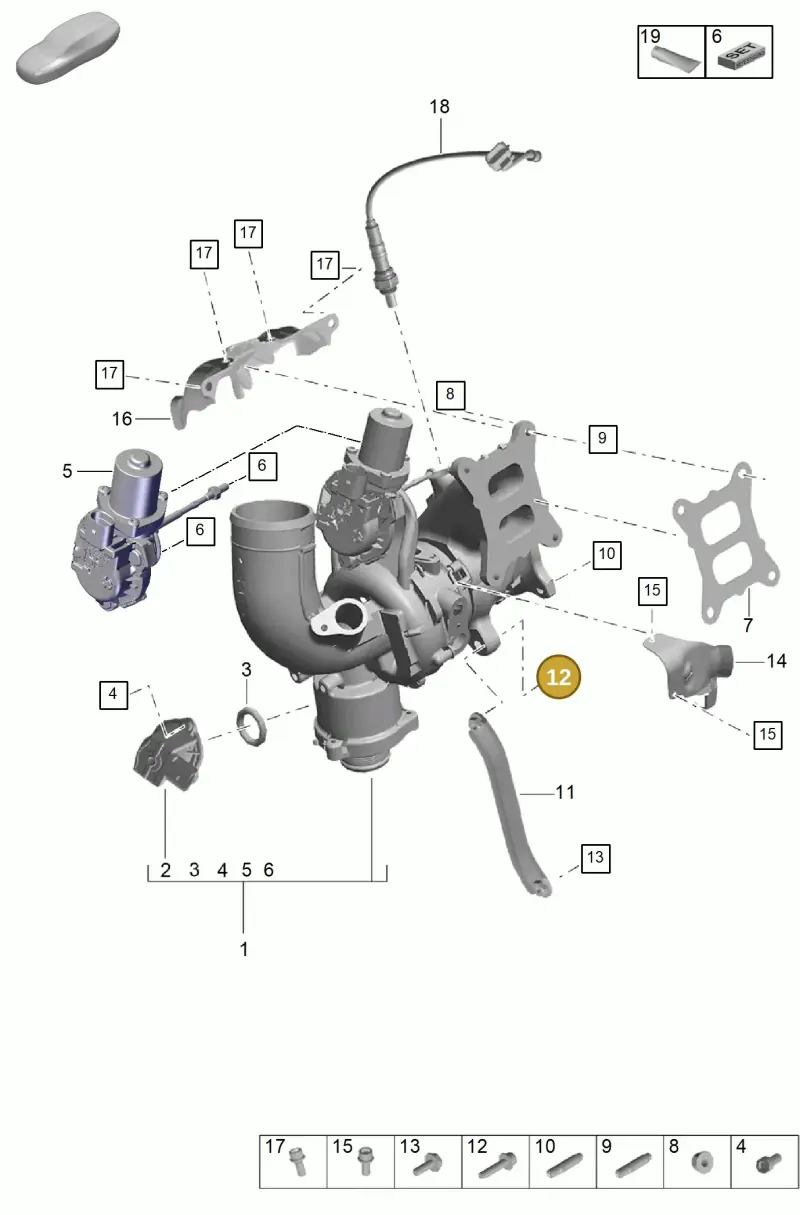 PAF008385 Porsche Hexagon Collared Bolt