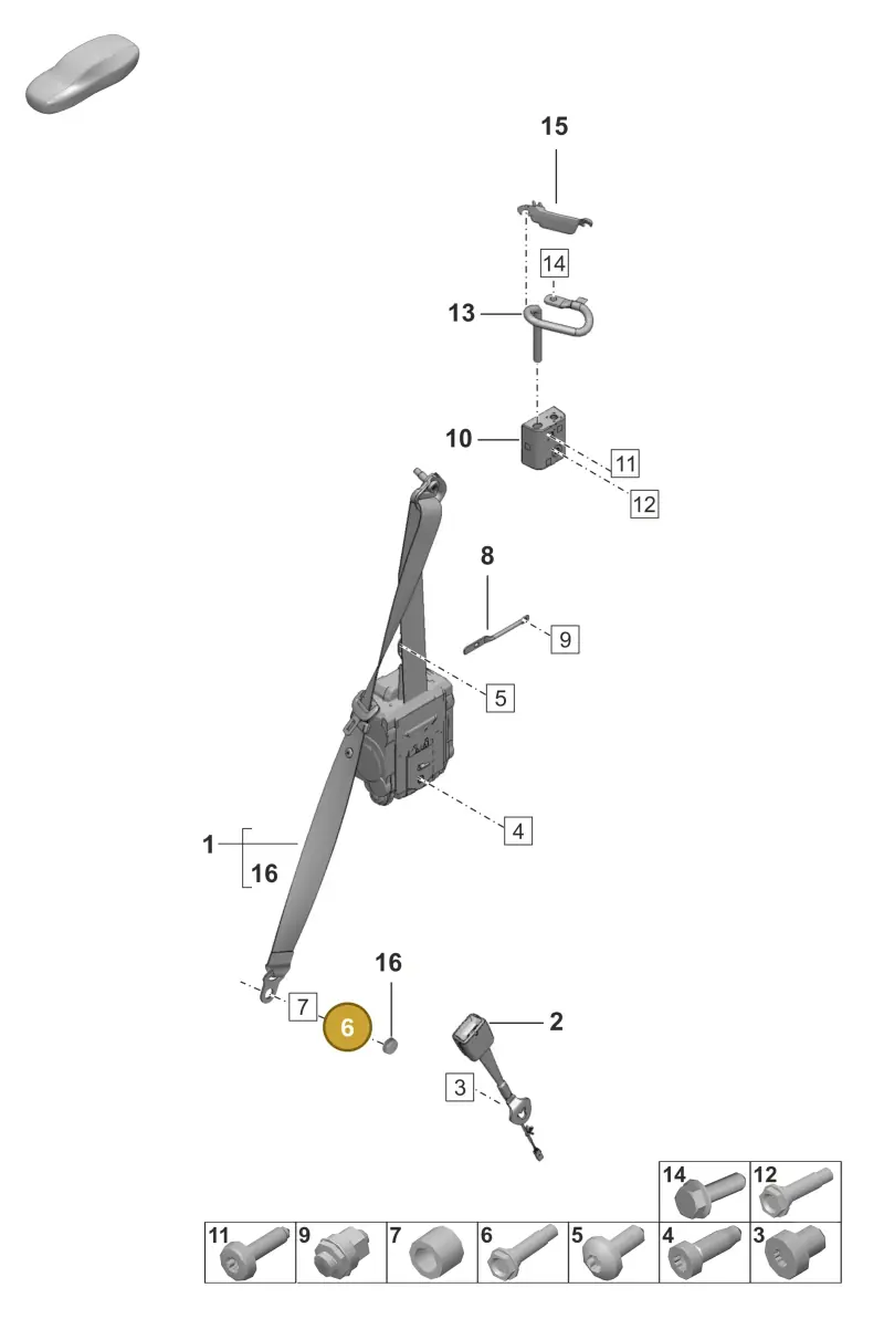 PAF009057 Porsche Fitted Bolt Hexagon Head