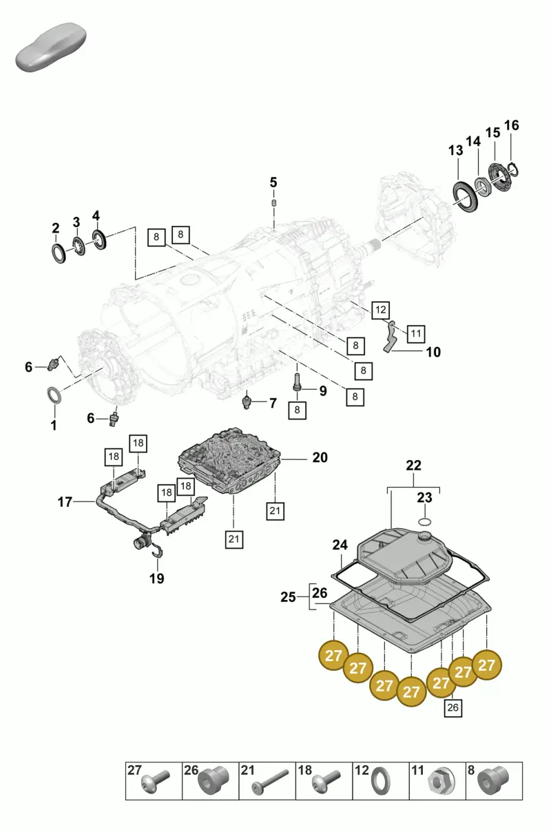 PAF009503 Porsche Flat Round Head Bolt