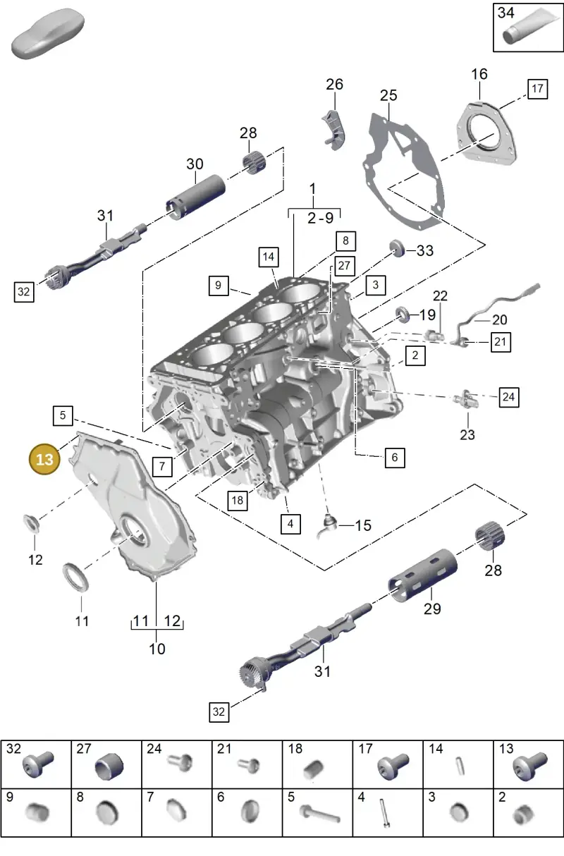 PAF910967 Porsche Oval Hexagon Socket Head Bolt