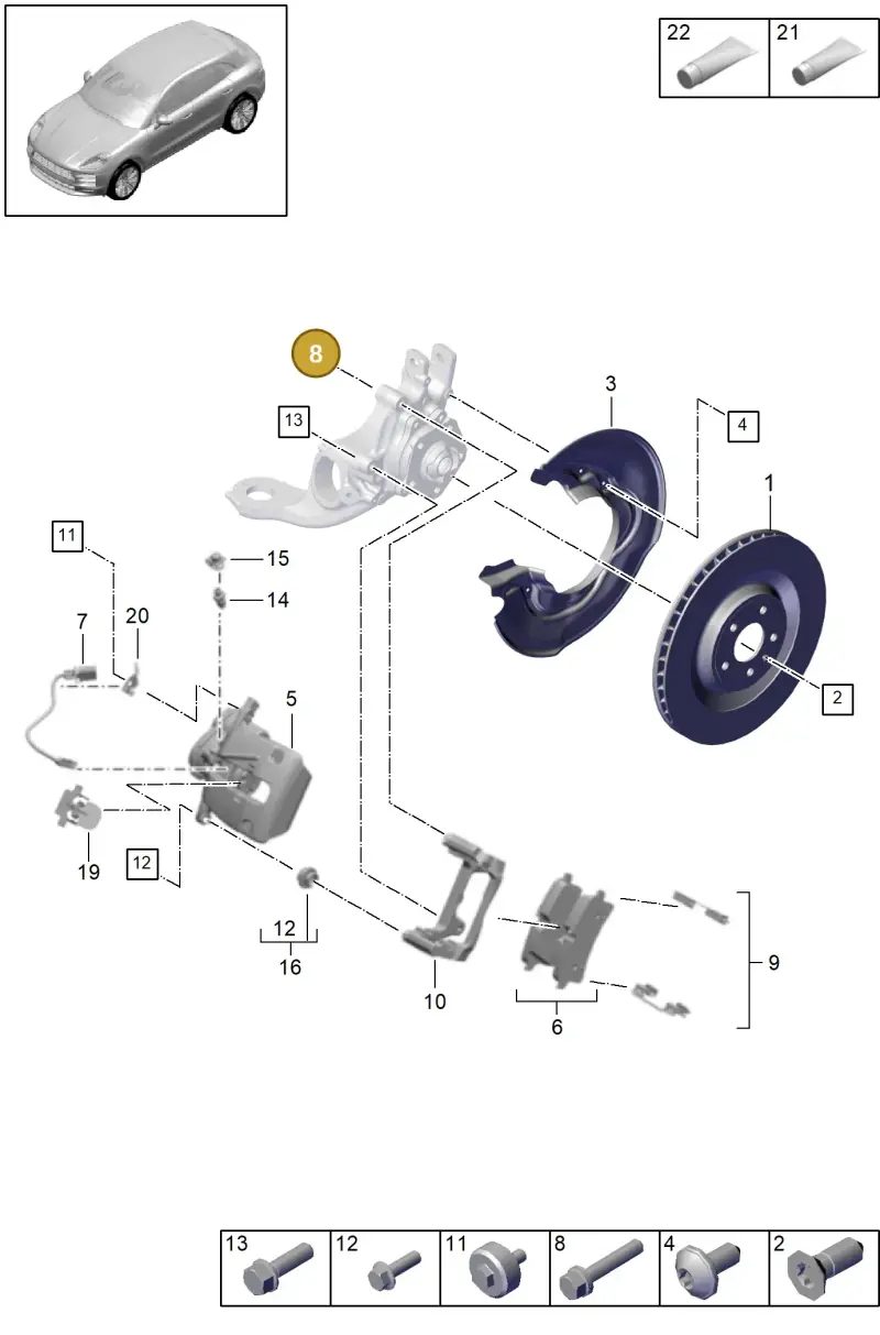 PAF911268 Porsche Ribbed Bolt