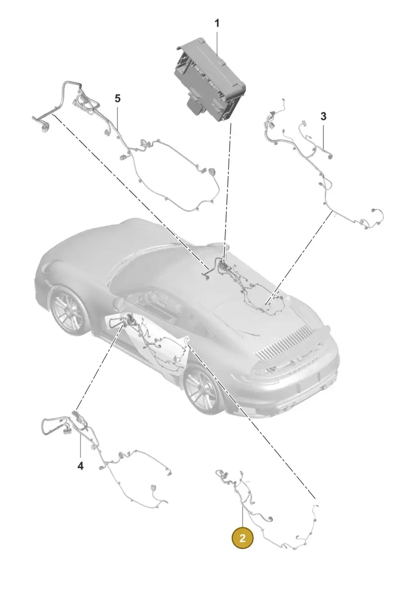 V04015358B Porsche Wiring Harness for Door Trim Panel