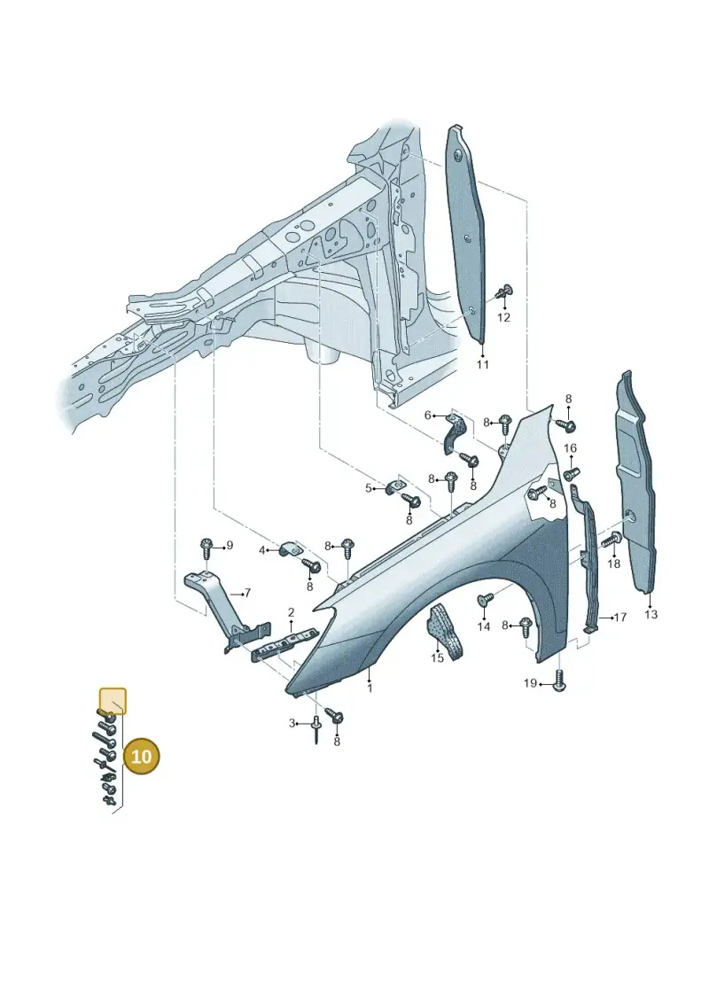 V04017001CJ Porsche Attachment Parts for One Fender