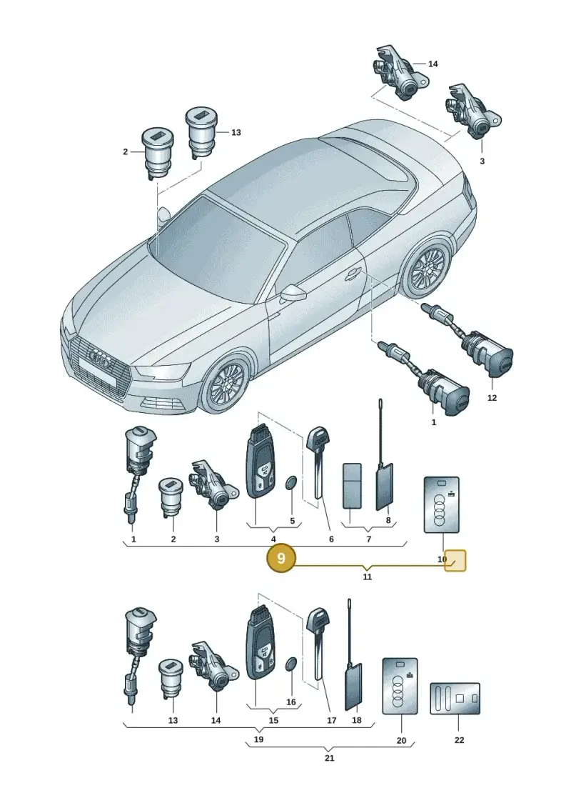 V04017001FHAIF Porsche Lock Cylinder (Outer/Inner Rail Profile AIF)