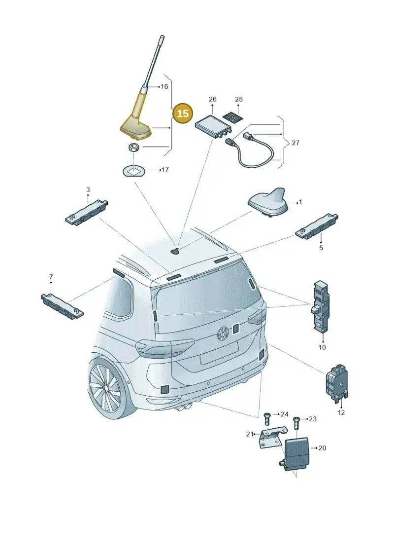 JKV051163B Volkswagen Roof Combination Aerial