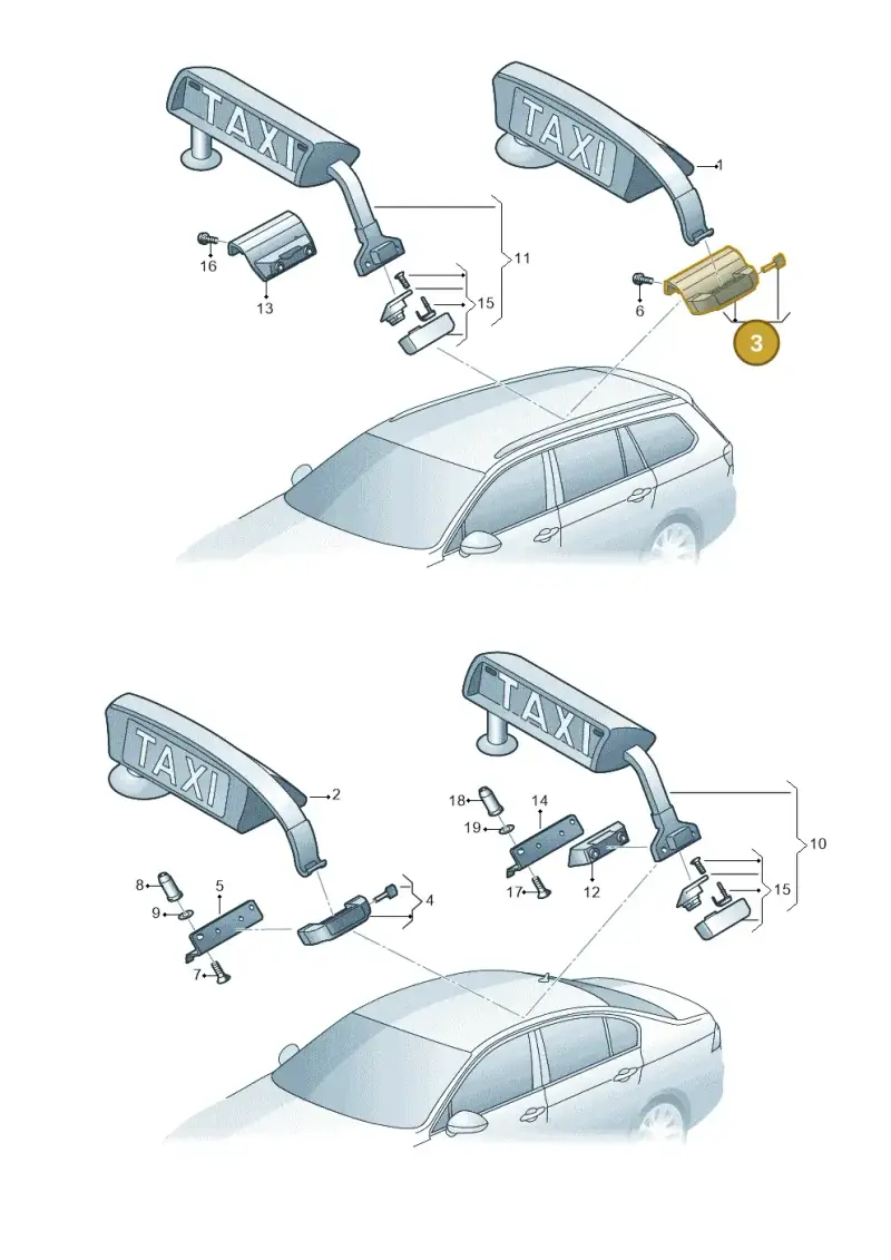 JKV860154B Volkswagen Mounting for Taxi Sign