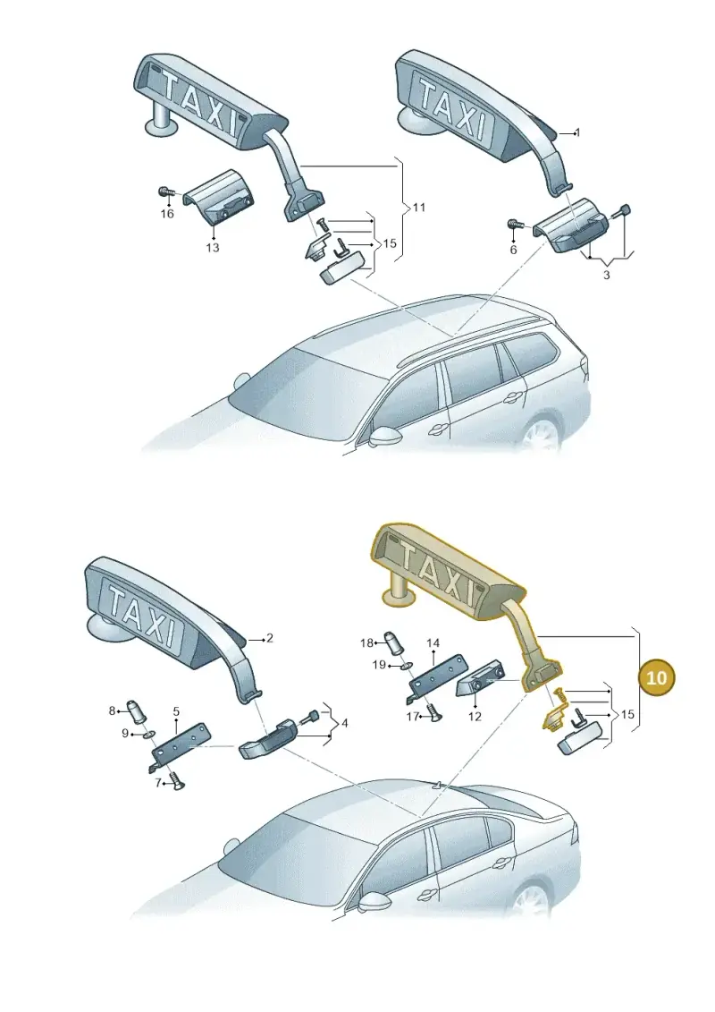 JKV919033 Volkswagen Taxi Sign