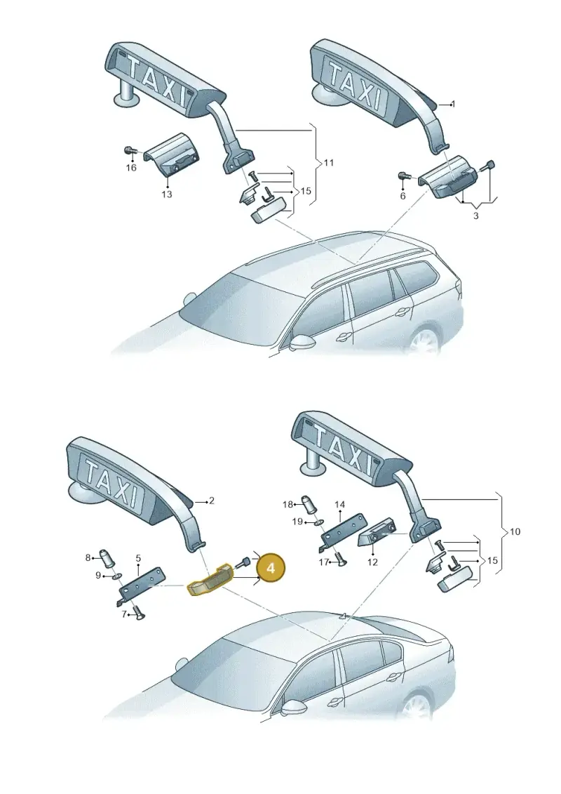 JKV919038A Volkswagen Mounting for Taxi Sign
