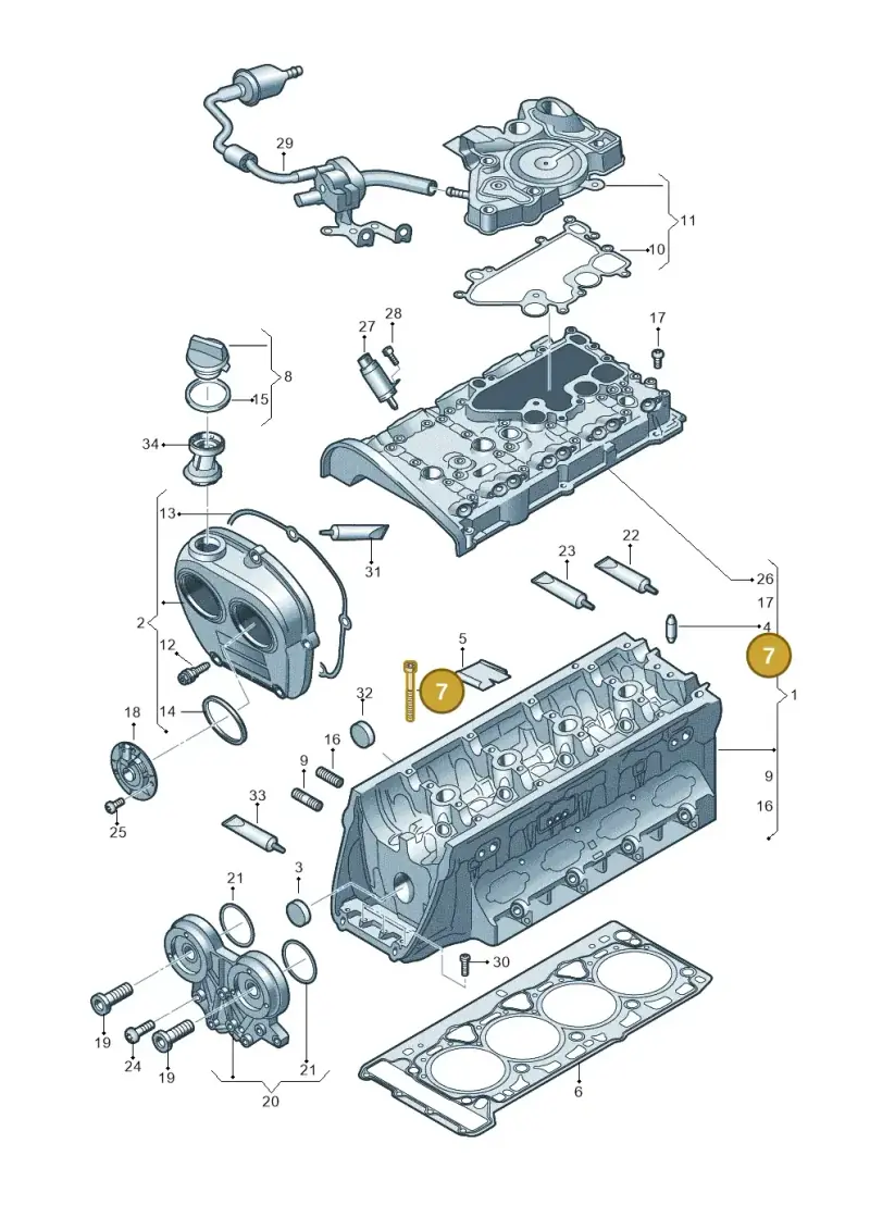 WHT005305 Volkswagen Flat Head Multi-Point Socket Bolt