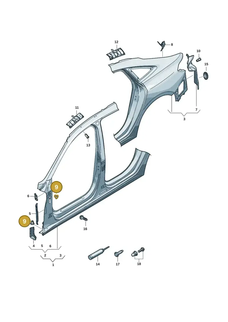 WHT006772A Volkswagen Rivetted Cap Nut with Sealing Washer