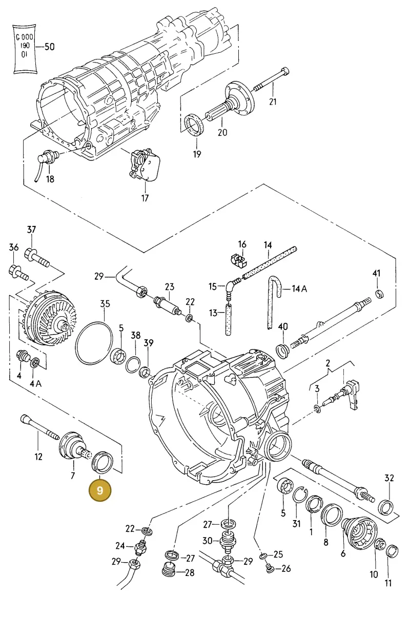 01V409399 — Audi A6/S6/Wg.qu.F>4A (1996-1997) diagram 090039700, position 9