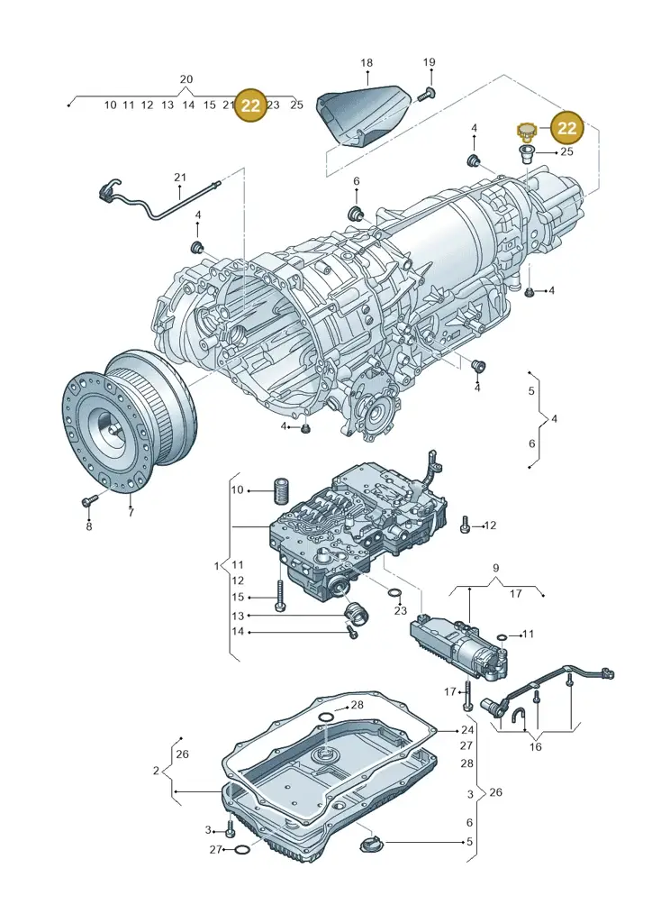 01V409845 — Audi A6 2.0 (2018-) diagram 838325800, position 22
