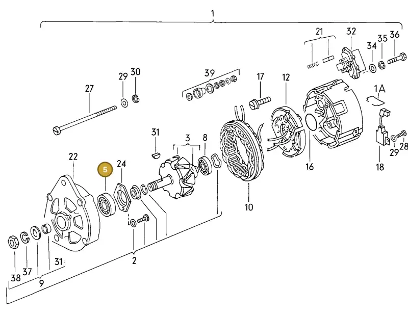 021903221D — Audi 5000 S/Wagon qu. (1987-1988) diagram 005150000, position 5