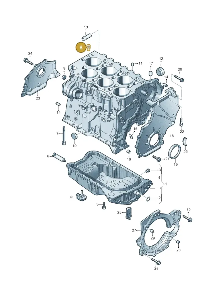 022103175 — Audi Q7 qu. 3.0 TDI (2009-2015) diagram 460103300, position 8