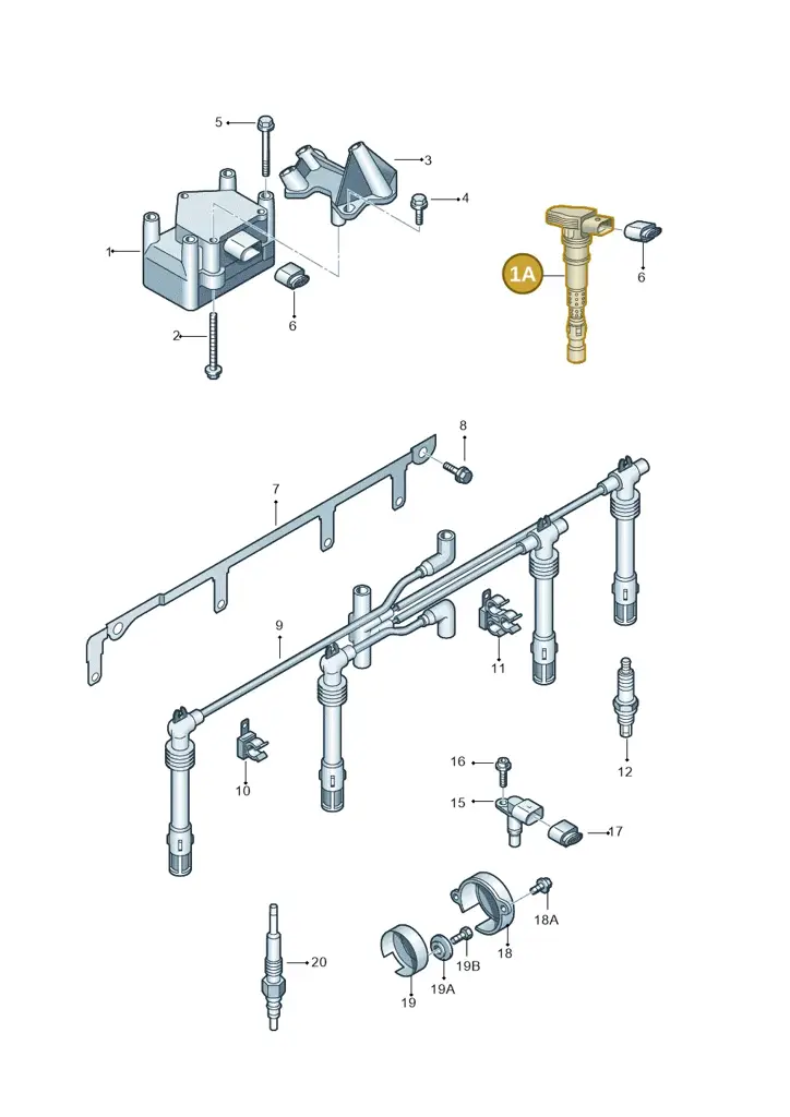 022905100L — Audi A3/S3/quattro (2005-2007) diagram 412905000, position 1A