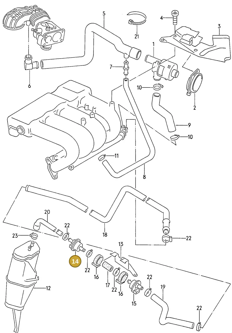 026133517 — Audi 80/90 qu. (1987-1991) diagram 074015100, position 14