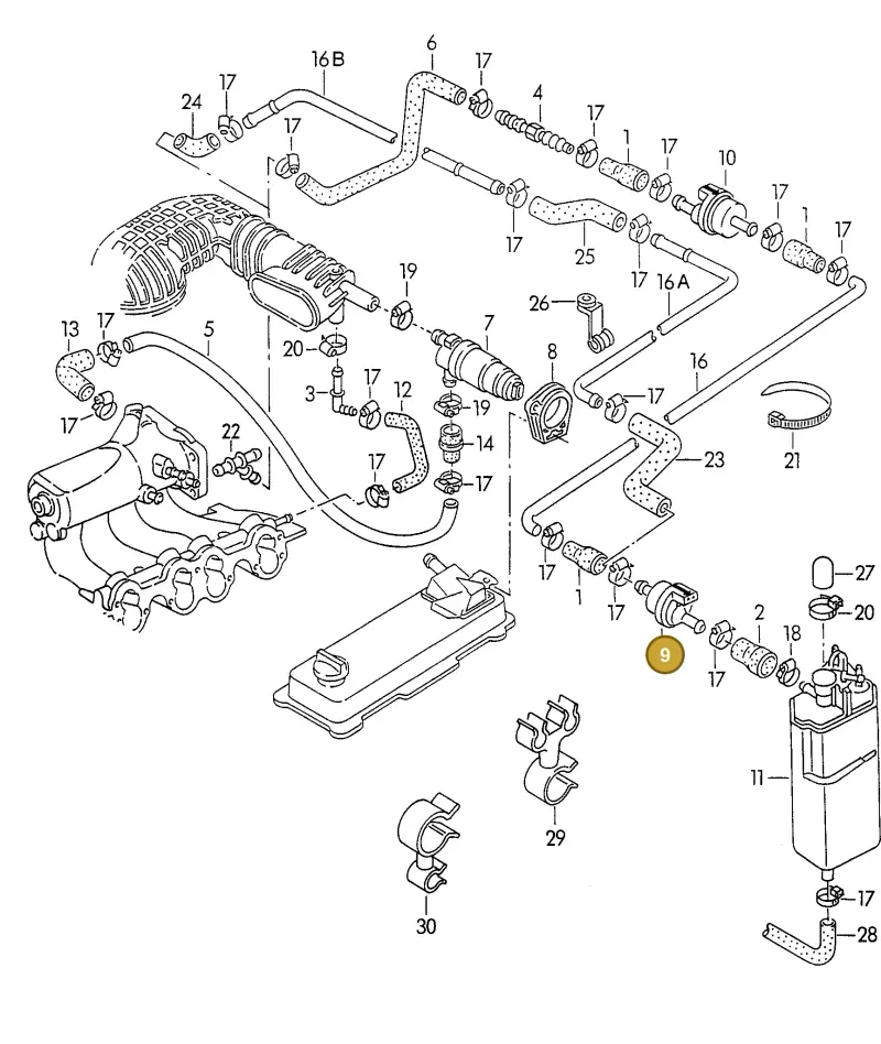 026133517 — Audi 80/90 (1989-1991) diagram 142133070, position 9