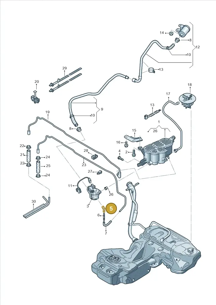 026133784G — Audi A4 av. 2.0 tdi (2011-2015) diagram 620201600, position 5
