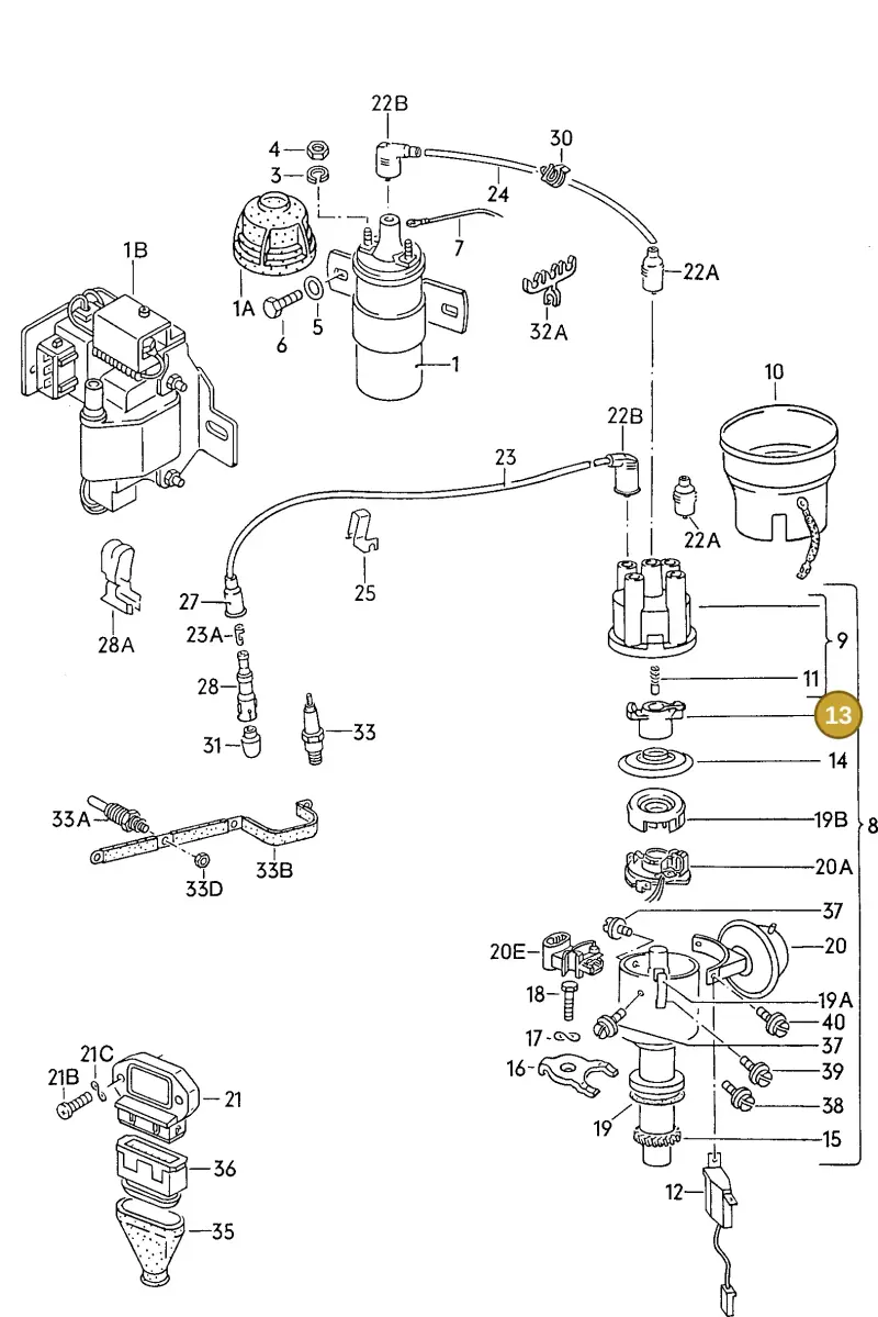 026905225K — Audi 80/90 (1989-1991) diagram 071113000, position 13