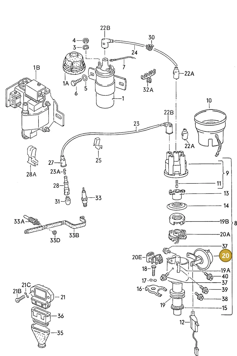 026905271A — Audi 80/90 (1989-1991) diagram 071113000, position 20