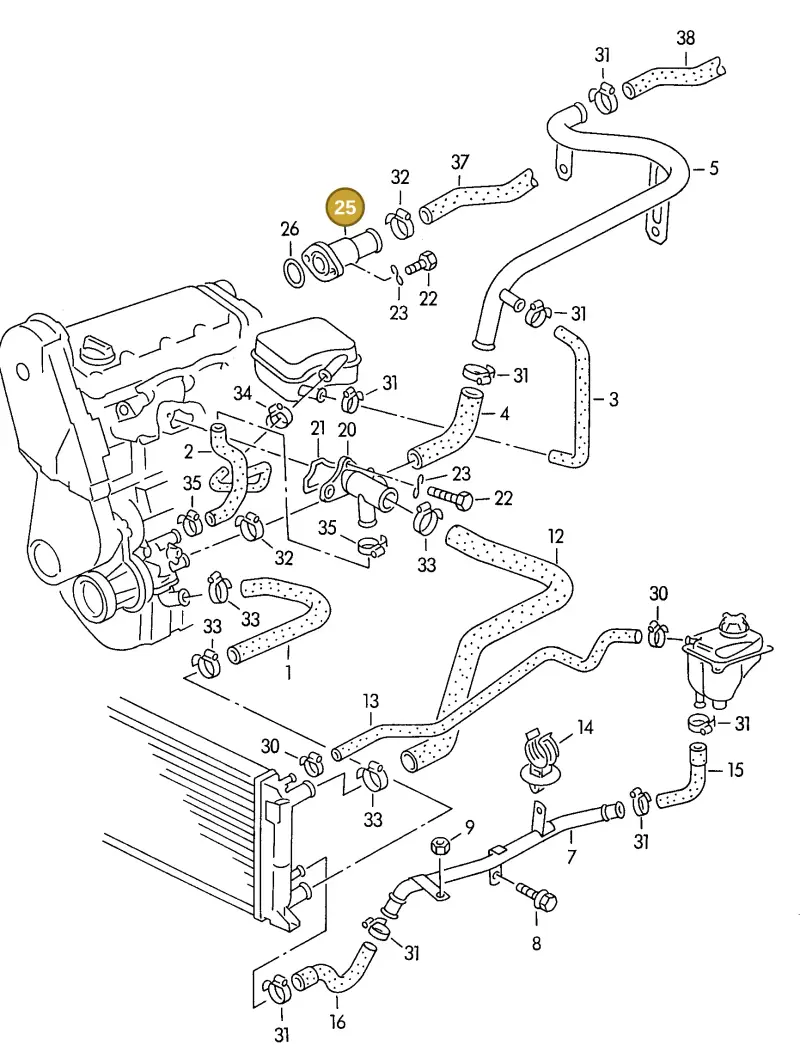 027121145B — Audi 90 qu.            95 (1994-1995) diagram 114121470, position 25
