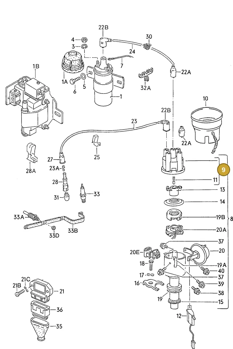 027905207A — Audi 80/90 (1989-1991) diagram 071113000, position 9