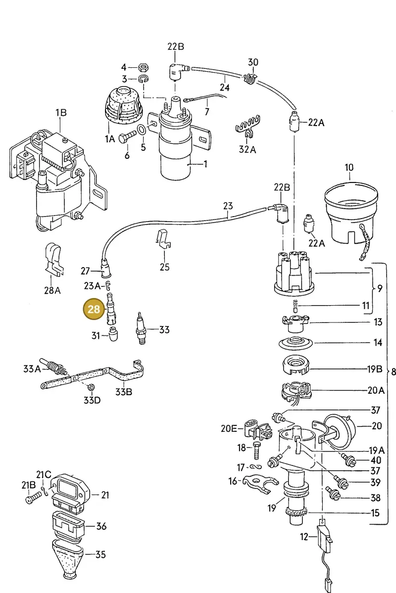 027905447 — Audi 80/90 (1989-1991) diagram 071113000, position 28