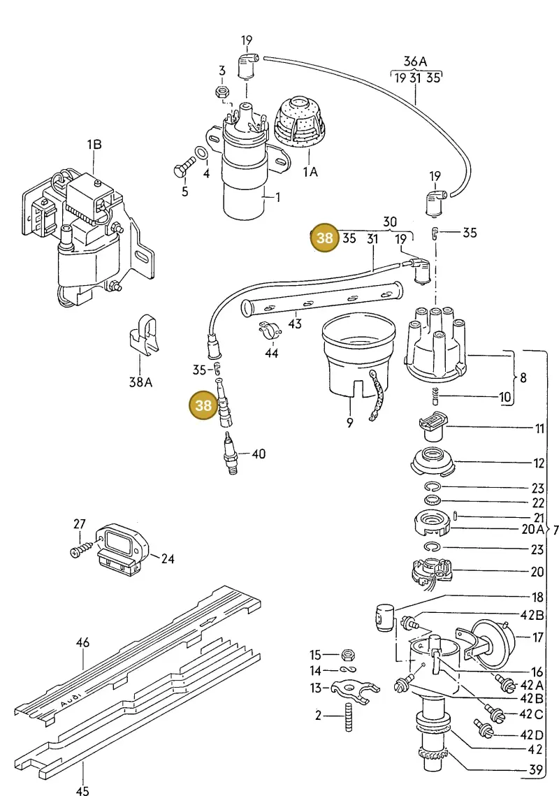 027905447 — Audi 80/90 (1989-1991) diagram 071114000, position 38