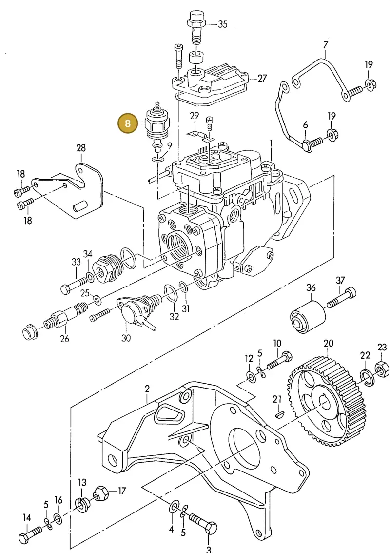 028130135F — Audi 90 (1993-1995) diagram 114130200, position 8