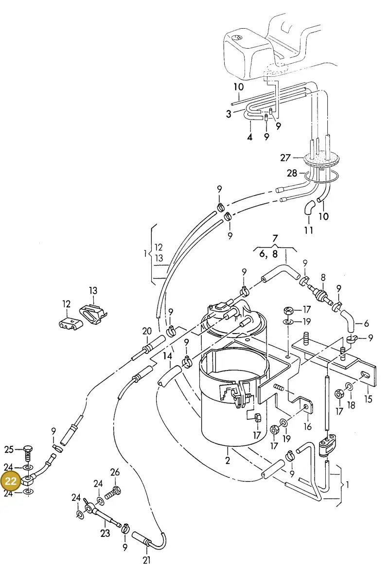028130463B — Audi Cabrio. (1993-1998) diagram 040201250, position 22