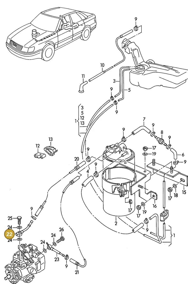 028130463B — Audi 90 (1993-1995) diagram 114201250, position 22