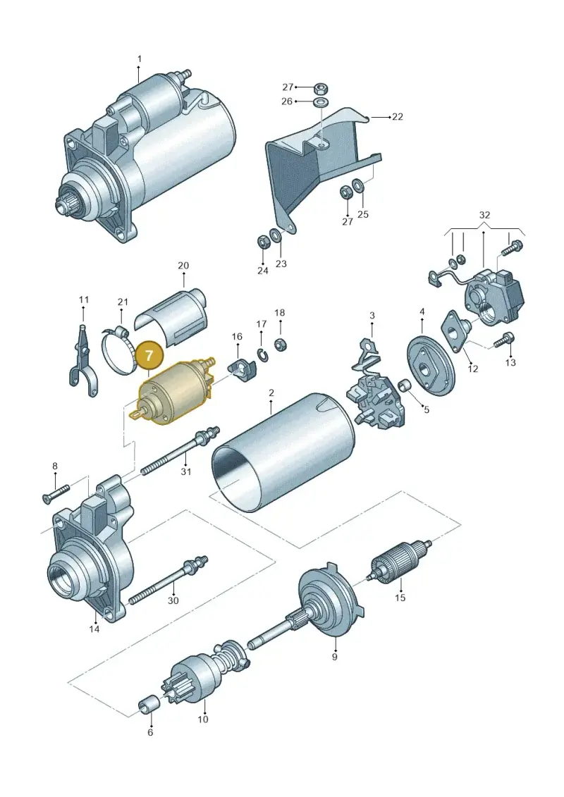 02A911287B — Audi A2 (2000-2005) diagram 248911100, position 7