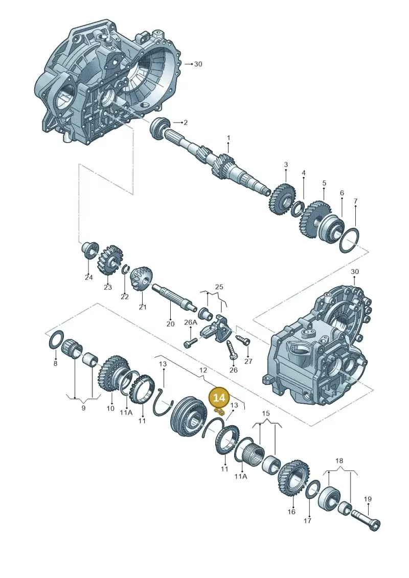 02J311306 — Audi A3/S3/quattro (2005-2007) diagram 625311410, position 14
