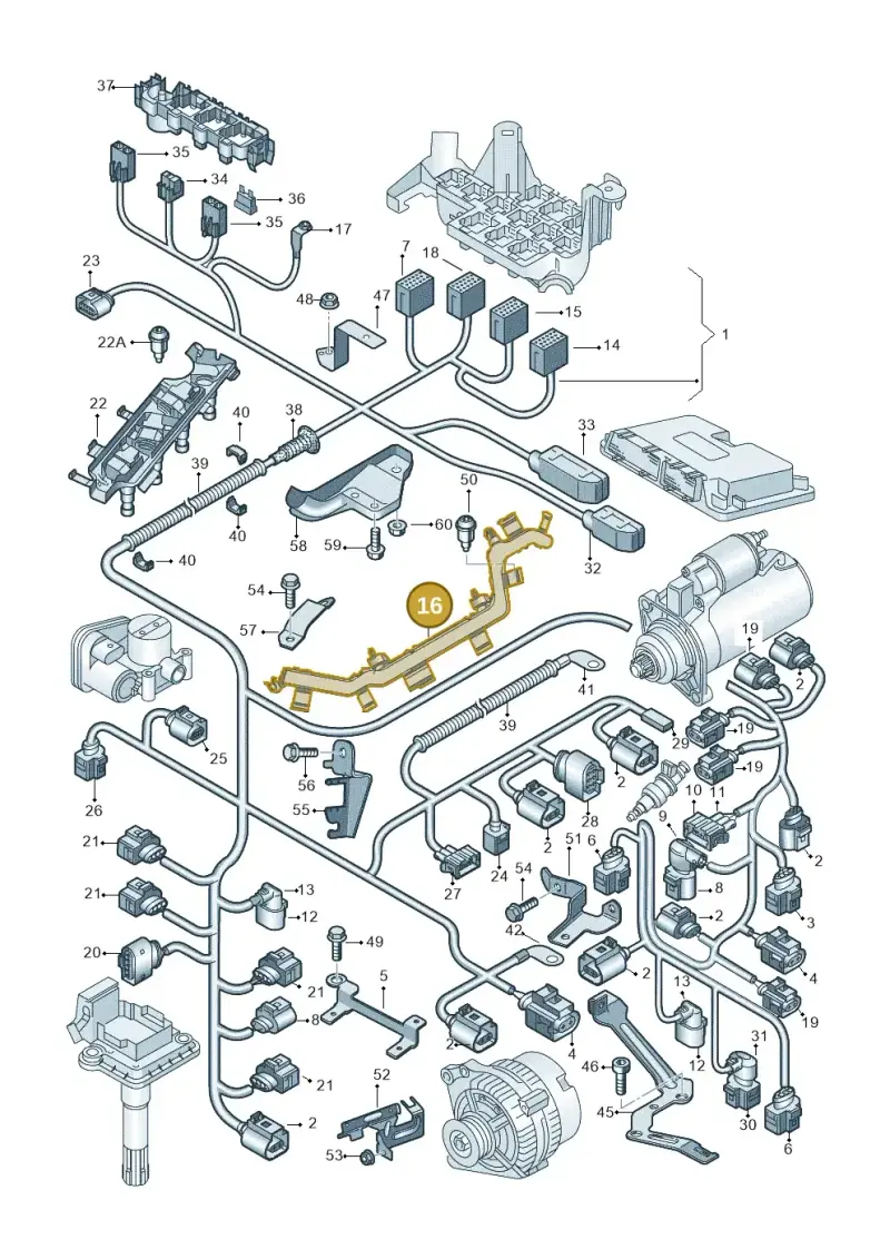 036971822 — Audi A2 (2000-2005) diagram 248971350, position 16