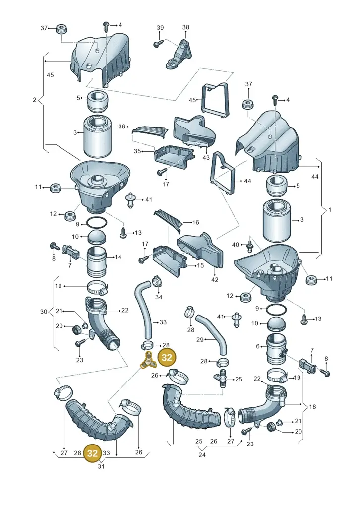 037906391B — Audi A8L qu. 3.0 TDI (2013-2018) diagram 696129100, position 32