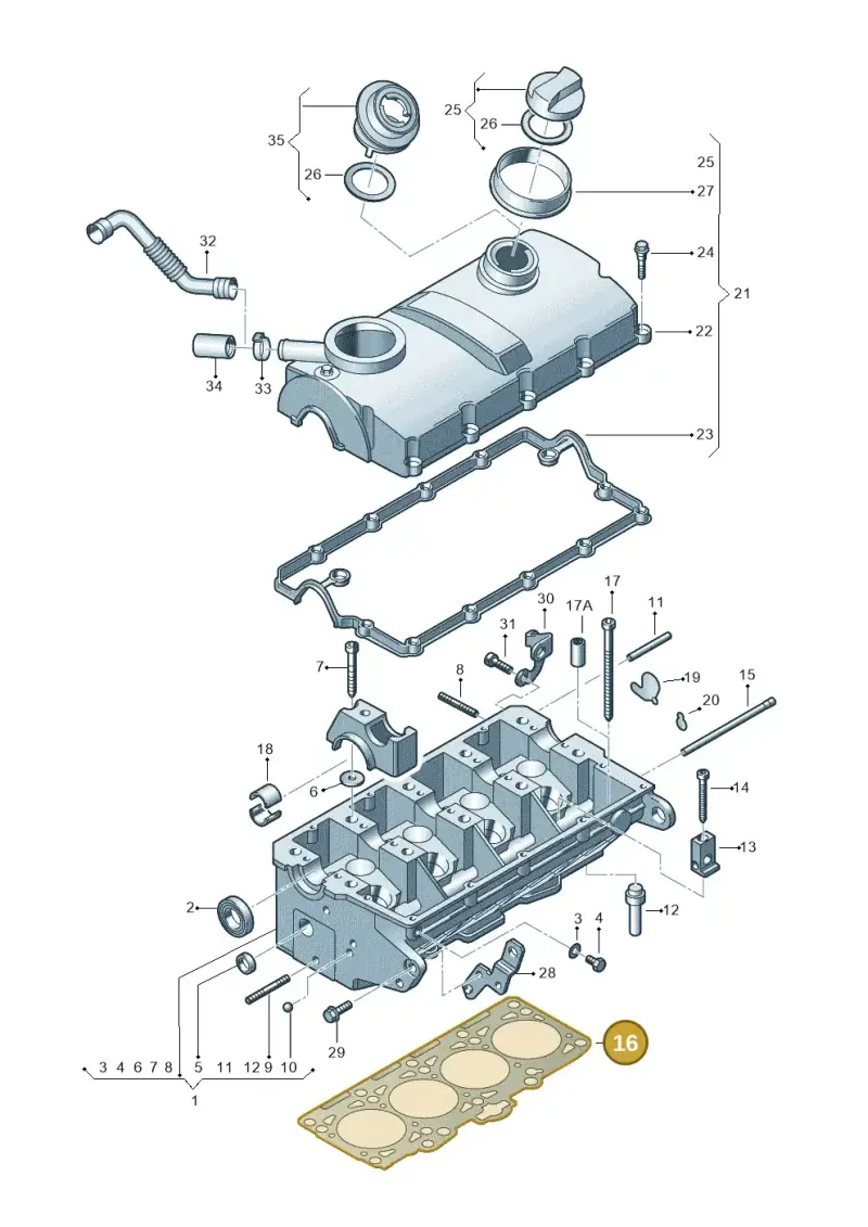 038103383DF — Audi A3 Sportback (2008-2013) diagram 195103470, position 16