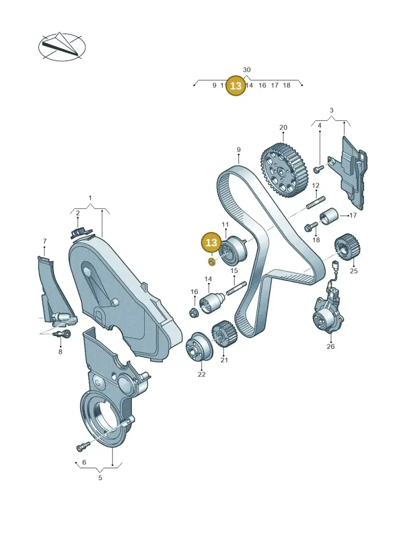 038109454A — Audi A6 2.0 (2018-) diagram 803109820, position 13