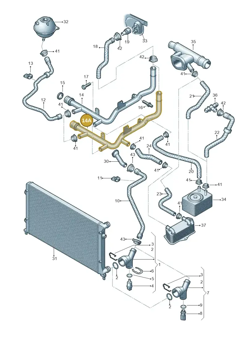 038121065CT — Audi A3/S3/Sportb./qu. 08 (2007-) diagram 412121420, position 14A