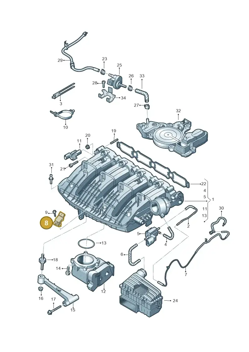 038906051T — Audi Q3 quattro (2018-2019) diagram 796133100, position 8