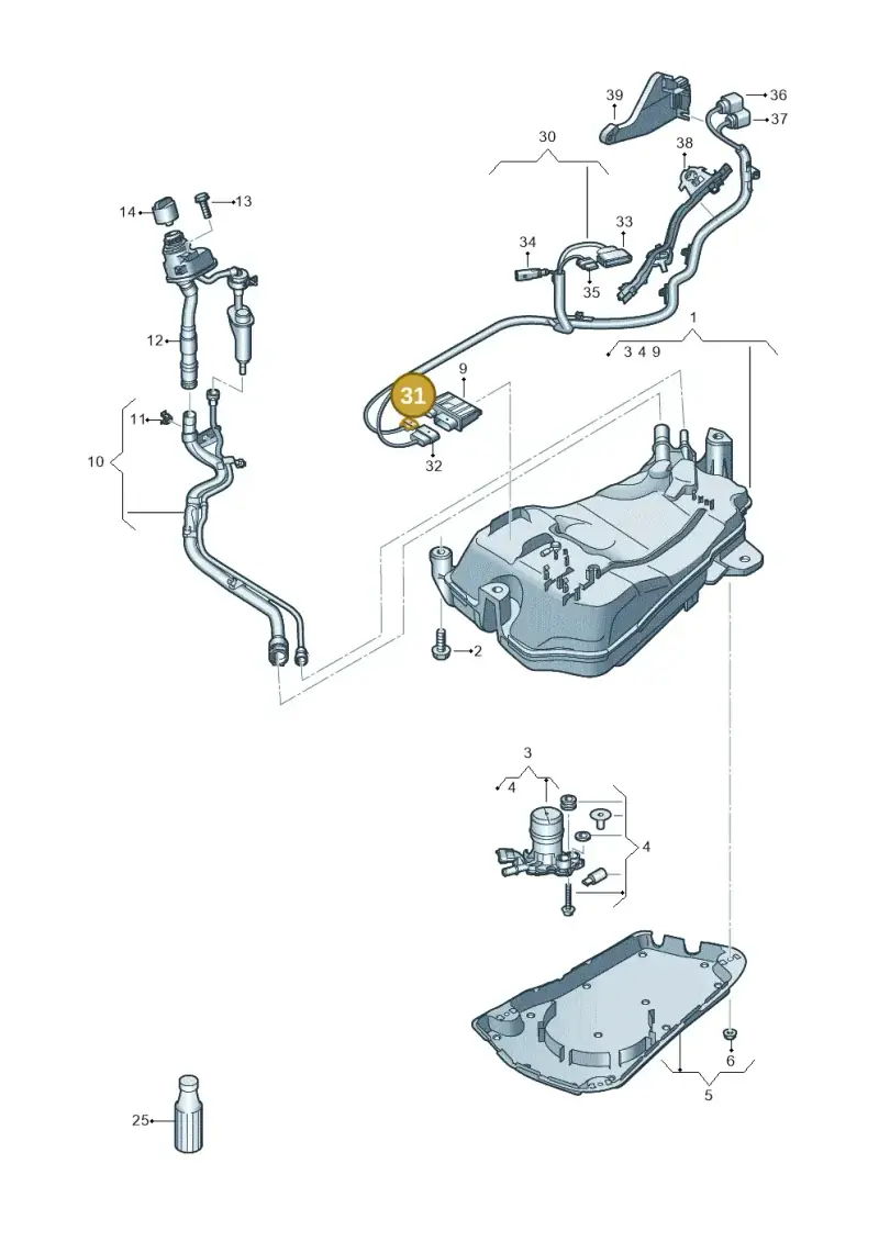 038973721B — Audi A3 Sportback (2019-2021) diagram 596201400, position 31